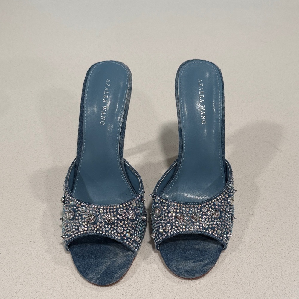 Azalea Wang Blue Embellished Mules